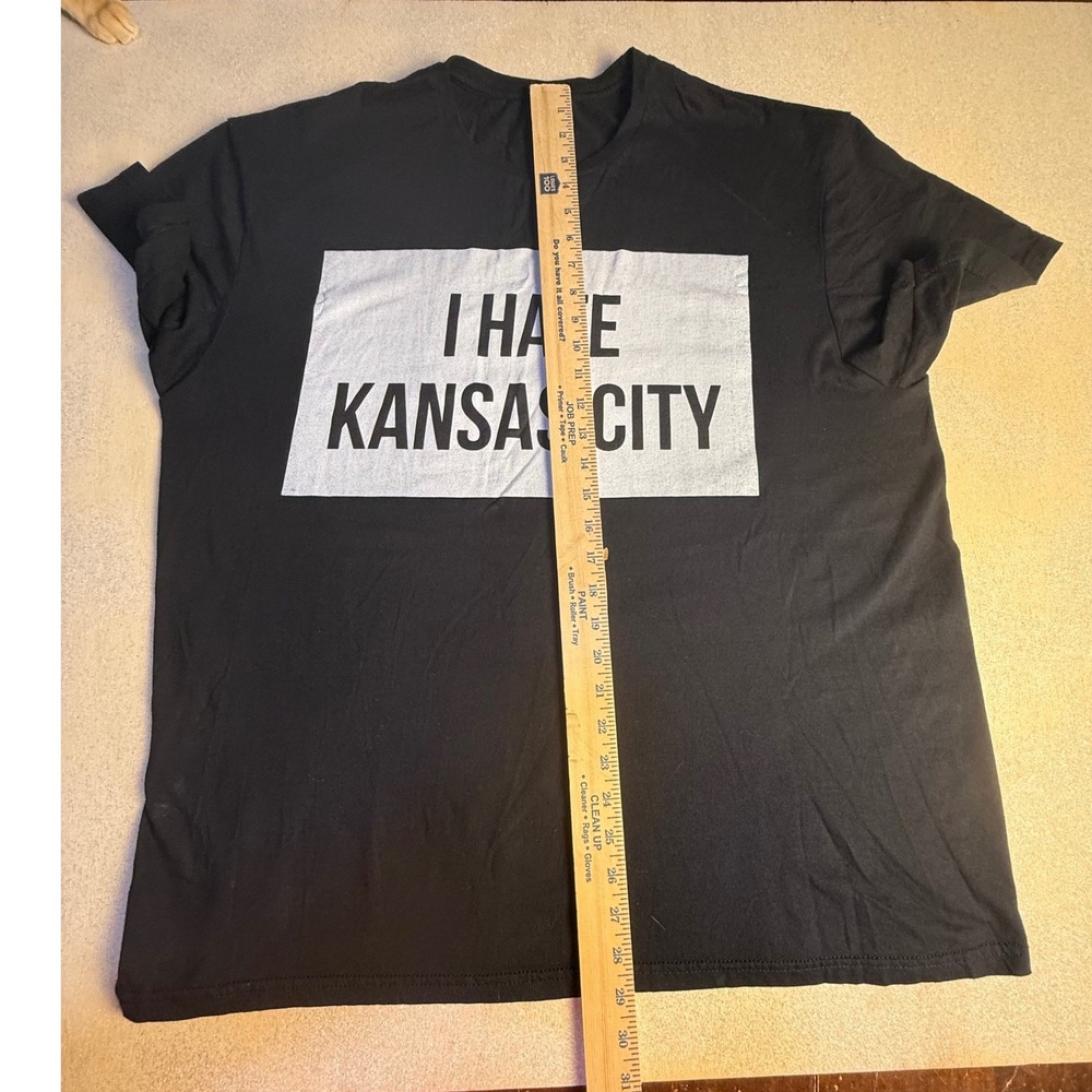 I Hate Kansas City Graphic T-Shirt Mens Black Short Sleeve Crewneck Tee XL - Picture 3 of 4